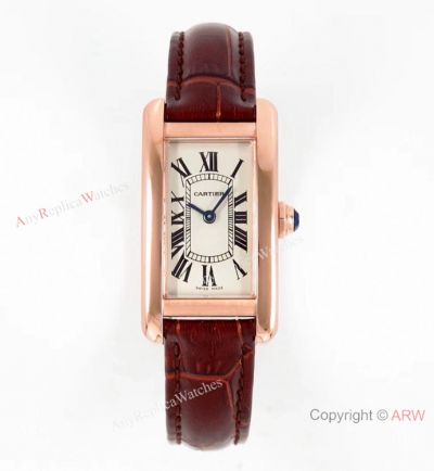 Grade 1A Replica Cartier Tank Americaine Quartz Watch Rose Gold Women